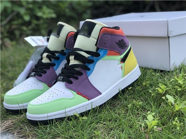 

новый релиз 1mid юв многоцветный cw1140-100 баскетбол обувь 1 раз в середине чикаго черный носок женщин открытый спорт кроссовки тренер нам