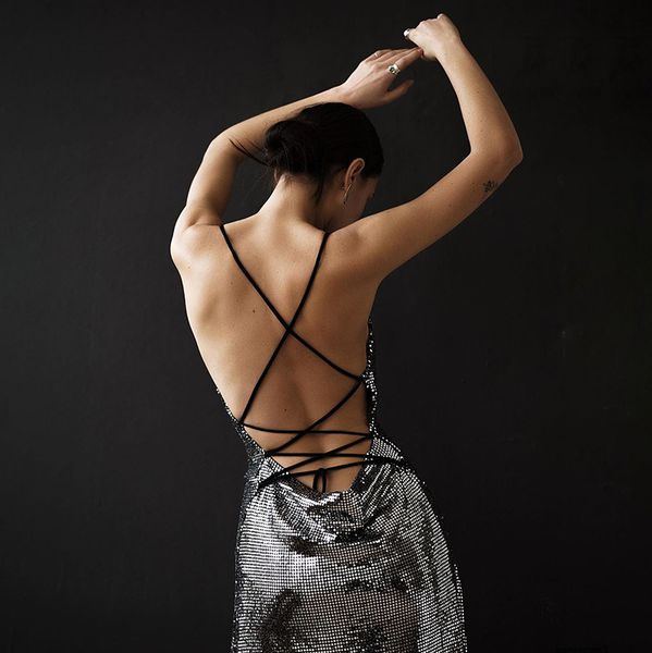 

womens designer solid color banquet dress v-neck long sleeve hip split dress fmh7h, Black;gray