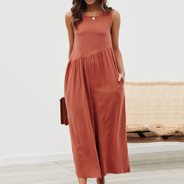 

cotton linen jumpsuit women long wide leg romper plus size s  l xl pocket casual loose bib overalls casual clothes jumpsuits, Black;white