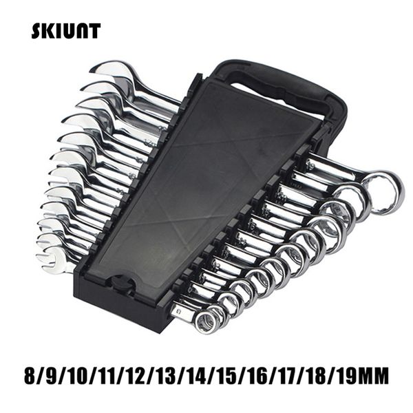 

skiunt 6/8/10/12pcs ratchet wrench double head adjustable gears spanner set universal torx allen key car repair hand tools
