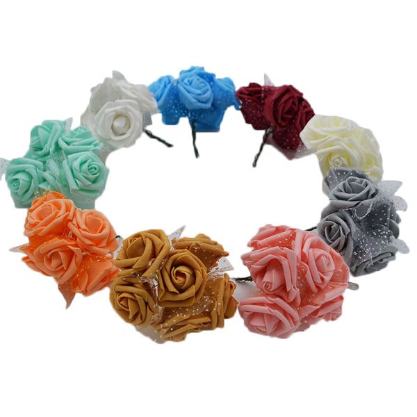 

30pcs/lot 4cm pe foam rose flower bouquet artificial rose flowers handmade diy wedding home decoration festive & party supplies