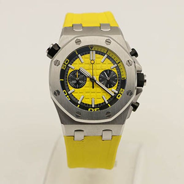 

роскошные мужские часы royal oak offshore кварцевый механизм vk хронограф красочные наручные часы резиновый ремешок спортивные мужские часы, Slivery;brown