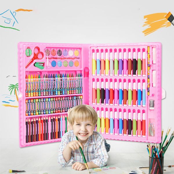 

42-pcs children watercolor pen set wholesale student graffiti brush crayon color lead oil pastel set pen0402, Black;red