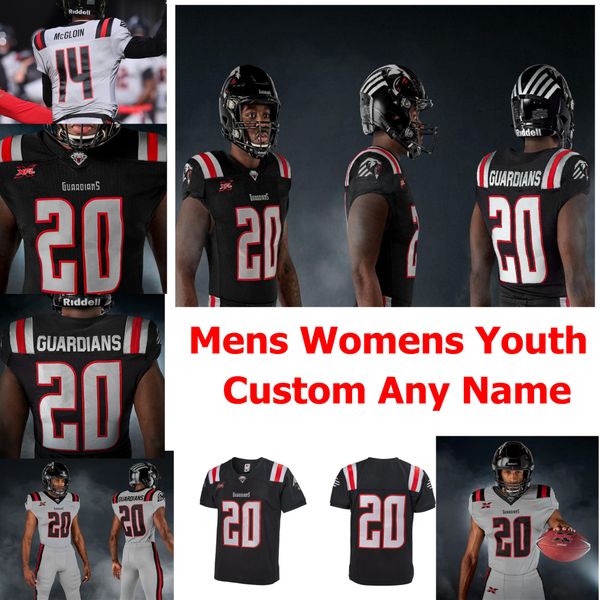

пользовательское 2020 guardians джерси бернард пронзительного джерси дарий принц эндрю verboys tanner джентри динджело янси xfl трикотажные, Black;red