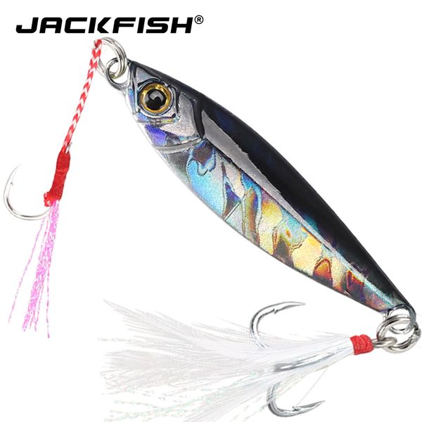 

jackfish 16g/6cm metal jig hard bait saltwater jigging lead fishing bait laser sinking colorful fishing hard lure