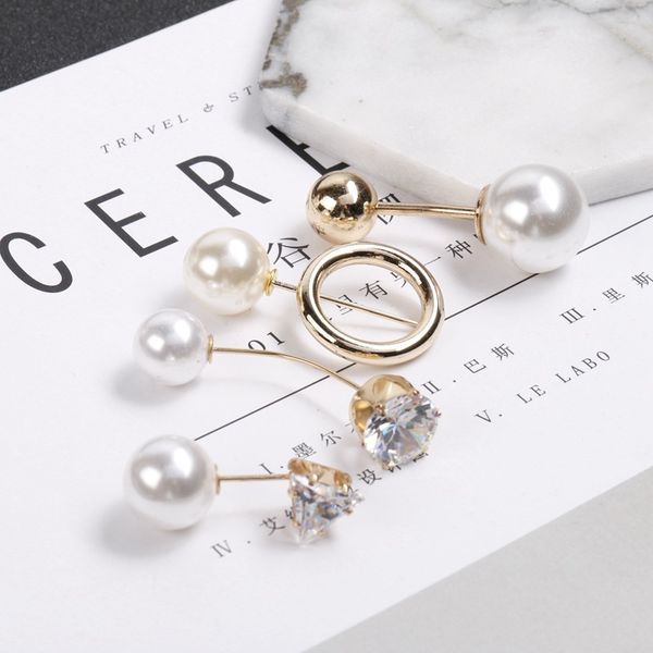 

new recommend woman/girl fixed straps anti slip pin korean simple pearl brooch charm female pins collar lapel pins rhinestone brooch jewelry, Gray