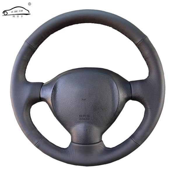 

genuine leather car steering wheel cover for santa fe 2001 2002 2003 2004-2006/dedicated steering-wheel handlebar braid