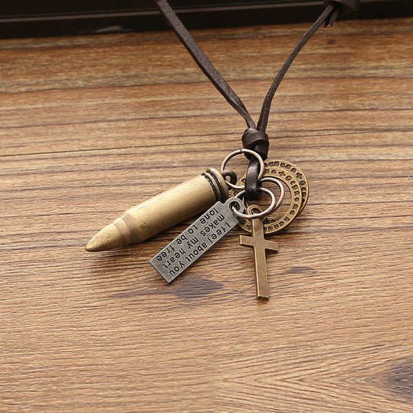 

new gifts necklace for men necklace women alloy punk supply lovers and leather street style bullet accessories cross pendant manufactur imhh