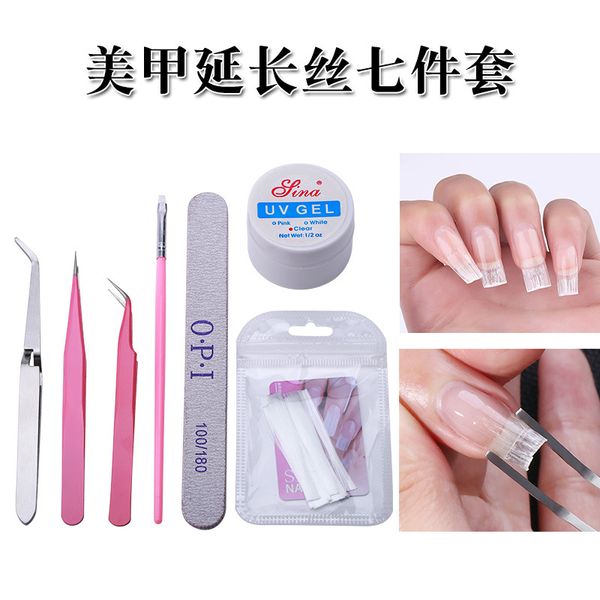 

manicure shape clip extend fiber set ptherapy extended glue fake nails extend glass-paper cups fast