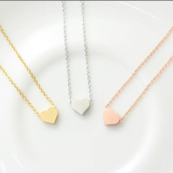 

love heart necklace for women gold chain simple and fashion shape metal pendant necklaces bohemian choker torque, Silver