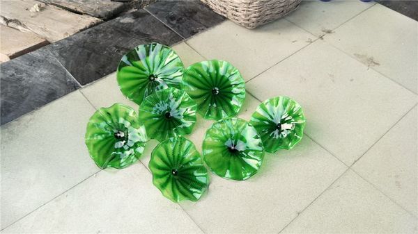

indoor decorative murano glass flower plates wall art lamp dale chihuly style hand blown glass hanging plates