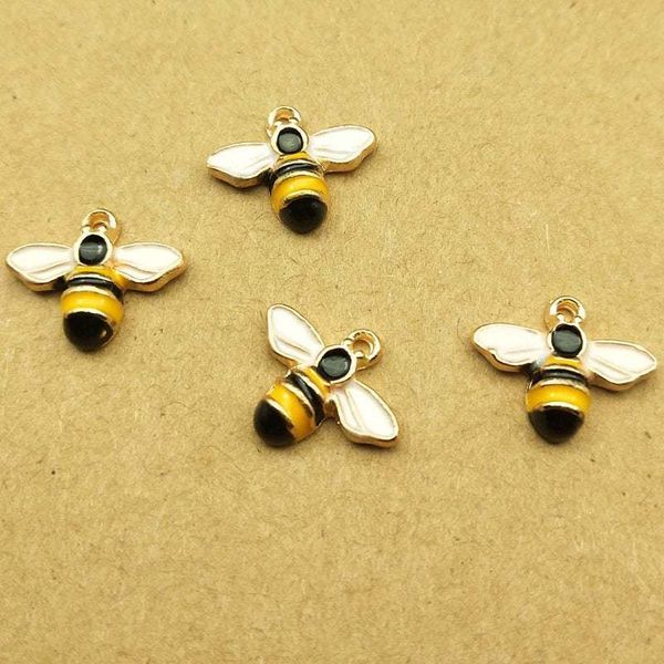 

10pcs 12x15mm tiny bee charm for jewelry making and crafting fashion earring charm zinc alloy enamel bee, Golden;silver