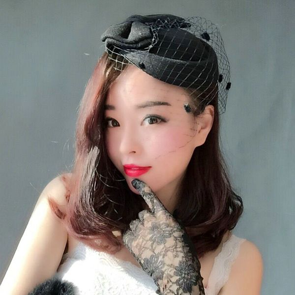 

ladies retro mesh cap dinner annual conference headwear party evening dress cheongsam dress catwalk republic small hat womens