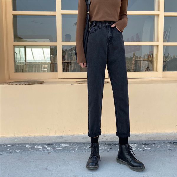 

2020 spring new black high waist loose thin straight pants, Blue