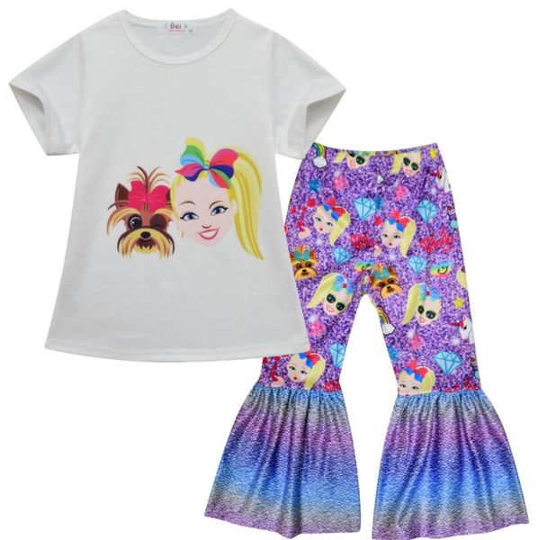 

jojo siwa toddler girls short sleeve tshirt and pants set girls outfits clothes set ing, White