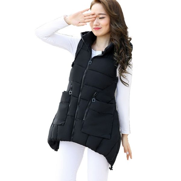

b1479 2019autumn winter new korean version women fashion casual long paragraph cotton vest wholesale, Black;white