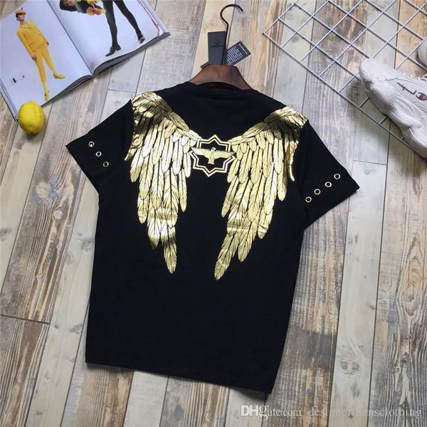 

gold eagle print mens tshirts boy round ring breathable mens summer short sleeve crew neck male tees, White;black