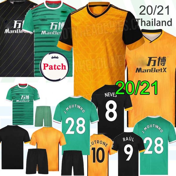 

thailand wolverhampton wanderers soccer jersey raul jimenez 2020 2021 wolves men kids jerseys uniform adama cutrone football shirt 19 20, Black;yellow