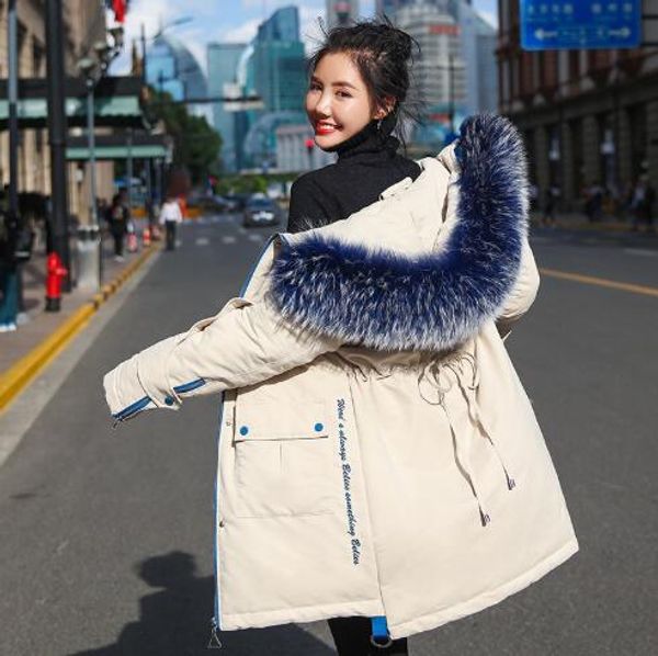 

женщины вниз пальто 2018 новый длинные стиль утолщение белый утка вниз parka офис леди мода теплый большой меховой воротник с капюшоном курт, Black