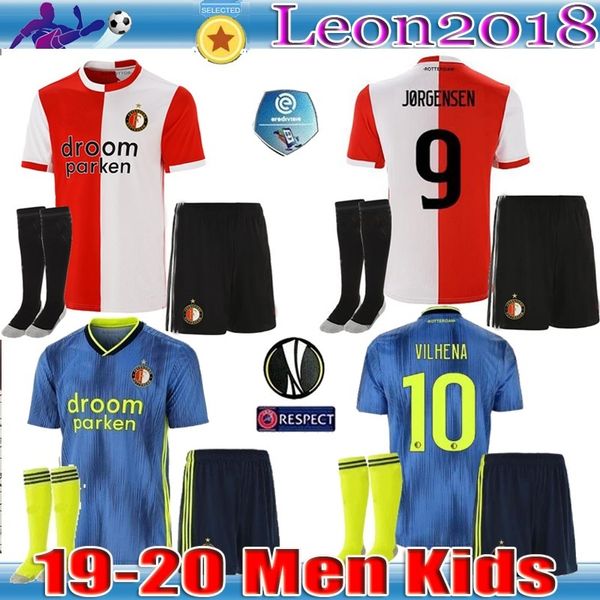 

kids kit 19 20 feyenoord soccer jerseys home away 2019 2020 larsson v.persie vilhena child youth men football jersey shirts, Black