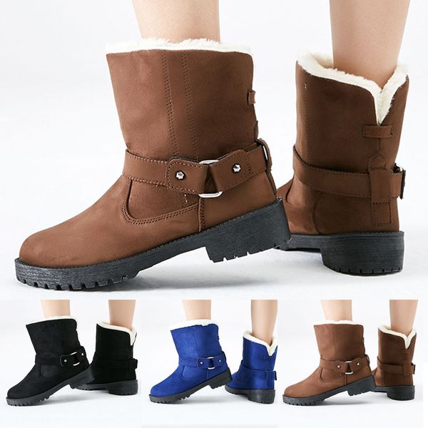

2019 new women cotton boots for winter belt buckle snow ankle short boots super warm comfortable female fashion shoes, Black