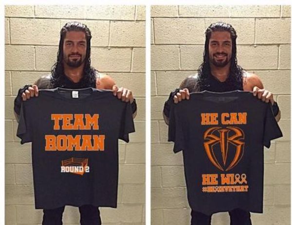 

roman reigns team roman round 2 he can he will believe leukaemia tshirt men cool casual pride t shirt men fashion, White;black