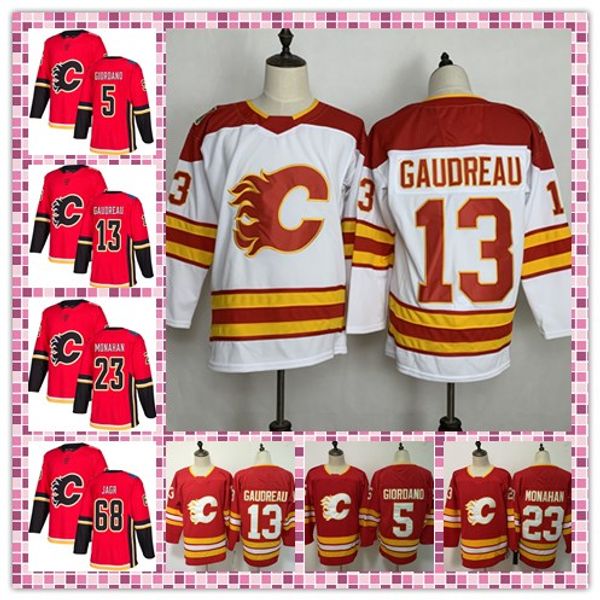 

men's calgary flames jerseys 5 mark giordano 13 johnny gaudreau 23 sean monahan embroidery logos hockey jersey, Black;red