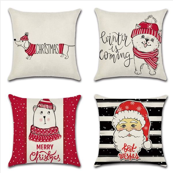 Christmas Pillow Case Cute Dog Cartoon Bear Pillow Covers Xmas