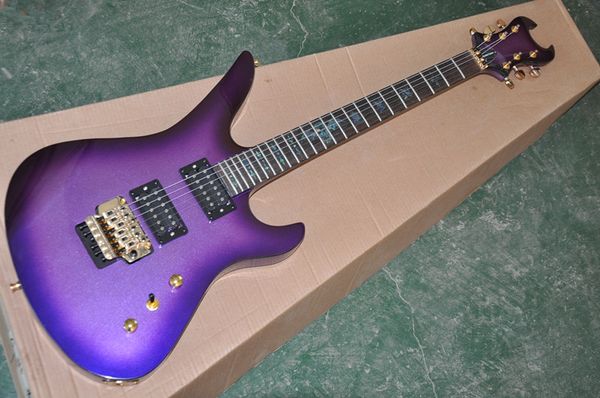 Neuankömmling! Werksspezifische E-Gitarre mit violettem Scrub-Korpus, Gold-Hardware und HH-Tonabnehmern sowie Palisander-Griffbrett, können individuell angepasst werden.