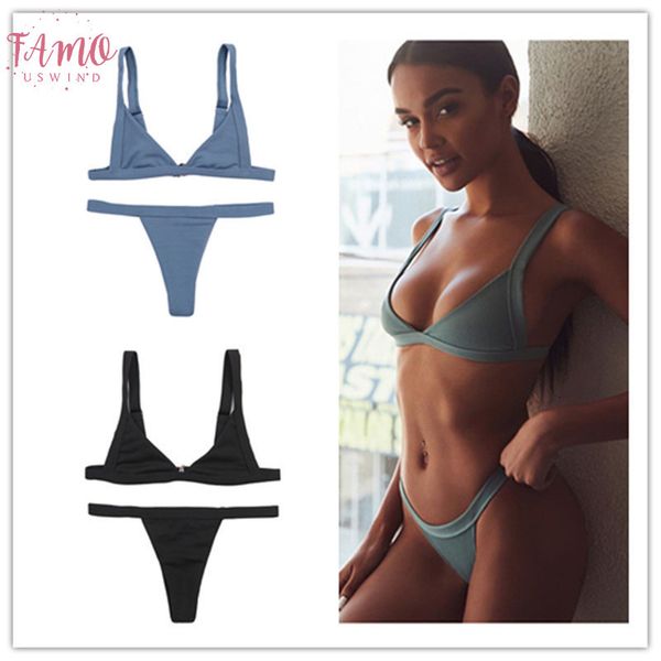 

bikini solid swimsuit women swimwear micro bikini swimdress set patchwork biquini brazilian summer beach bathing suit swim wear, White;black