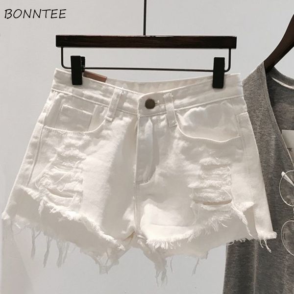 

shorts women hole fur-line wide leg loose high waist soild denim korean leisure harajuku streetwear summer short womens, White;black