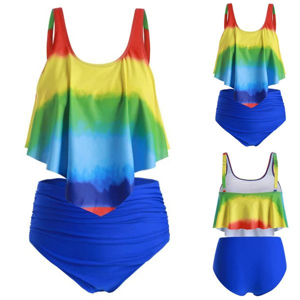 

ishowtienda 3xl women bikini swimsuit women two pieces bathing suits ruffled with high waisted bottom bikini set, White;black