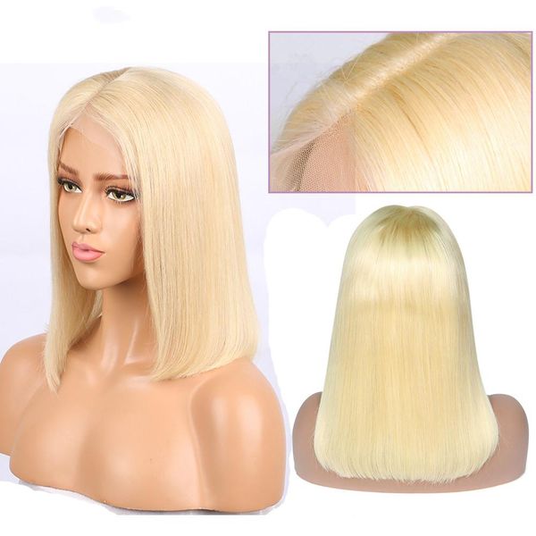 

613 блондинка кружева фронт человеческих волос парики бразильская короткие боб 13x4 прозрачное кружево фронтальная парики светлые прямые вол, Black