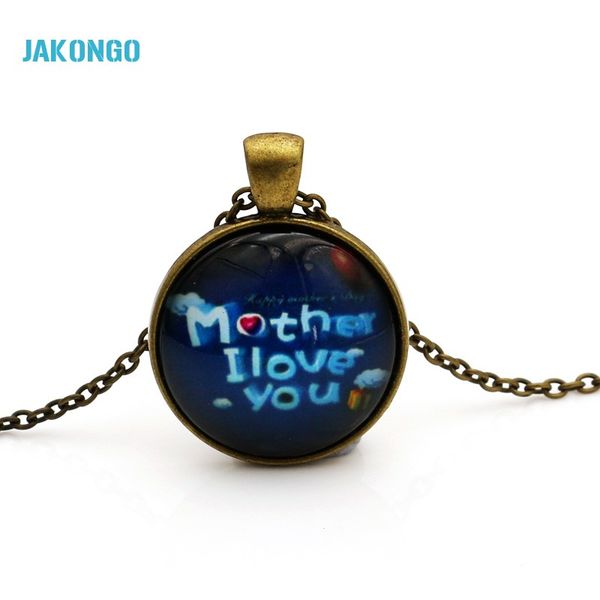 

fashion-glass dome cabochon 25mm mother i love you necklace glass cabochon dome pendant n008, Silver