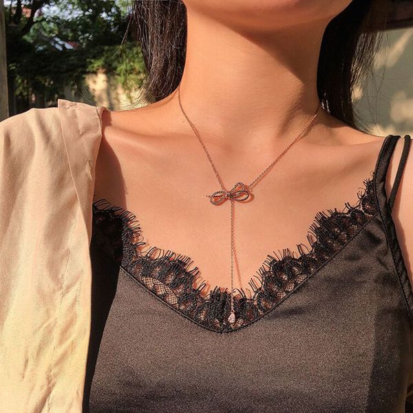 

bow necklace simple temperament ins net red clavicle chain female tide neckband neck jewelry light luxury niche necklace, Silver