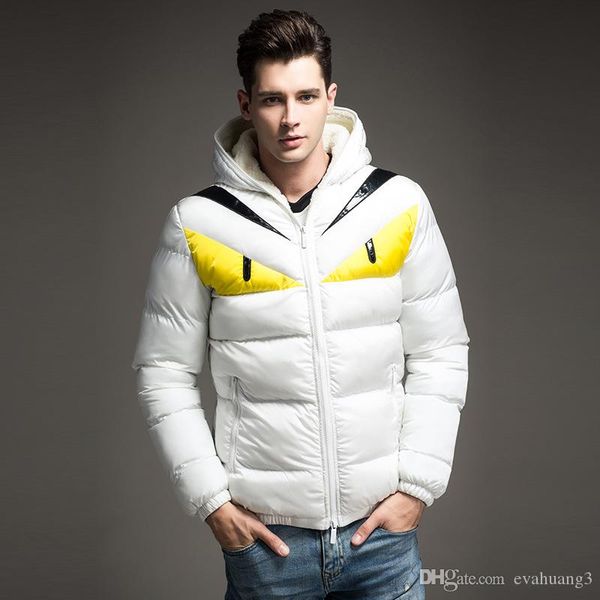 

mens высокого качества осени и зима конструктора куртки мода личность color matching cartoon ситец пальто плюс размер m-4xl, Black