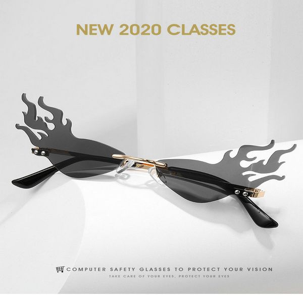 

firewave sunglasses fashion fire wave flame sunglasses women men rimless sun glasses eyewear luxury trending wide side party sunglasses aeft