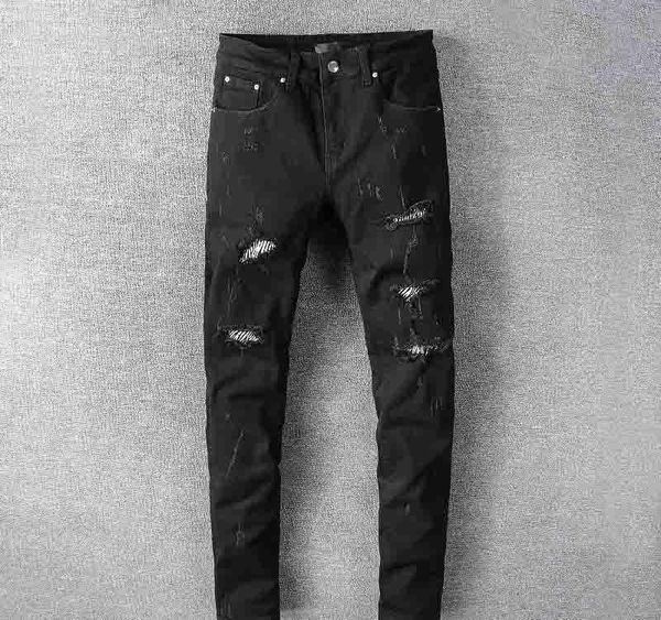 

амири тенденции бренда ковбой высококачественные роскошные мужские дизайнерские джинсы брюки высокое качество отверстие джинсовой улица хип, Blue