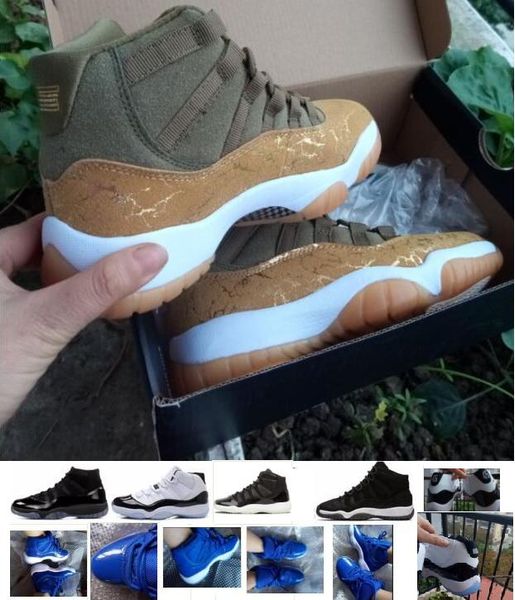 

kids Big boy shoes new 11s Velvet Heiress blue Grey Suede Basketball Shoes Spaces Jams 11S XI Authentic Sports Shoes 36-47