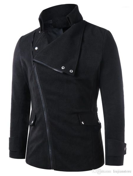 

jackets mens stand collar outerwear casual blend coat with zipper mens designer black, Black;brown