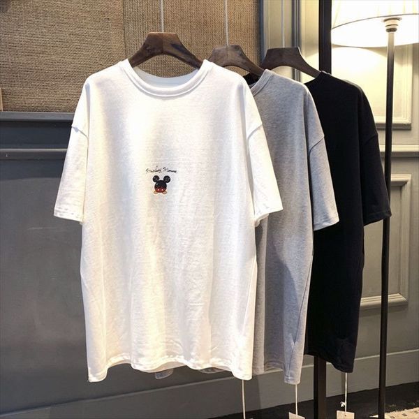 

cotton shorts and shorts 2020 summer loose breathable lazy wind age-reducing short-sleeved t-shirt ins super fire all-match tide, White