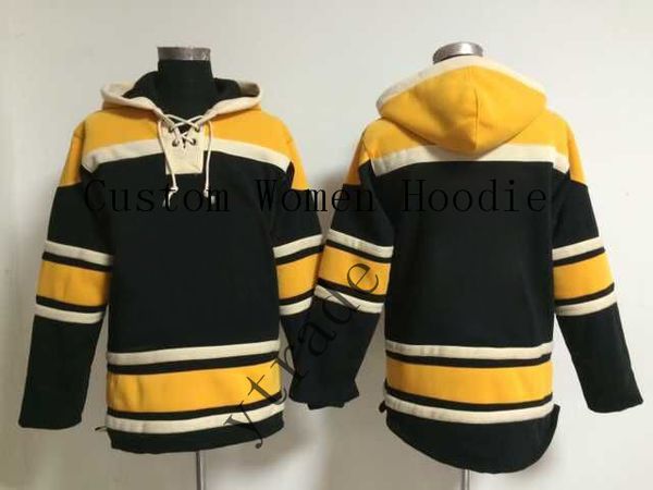 

customized женщина толстовка хоккей зимний hoodie хоккейных куртки с длинным рукавом дама 002, Black;red