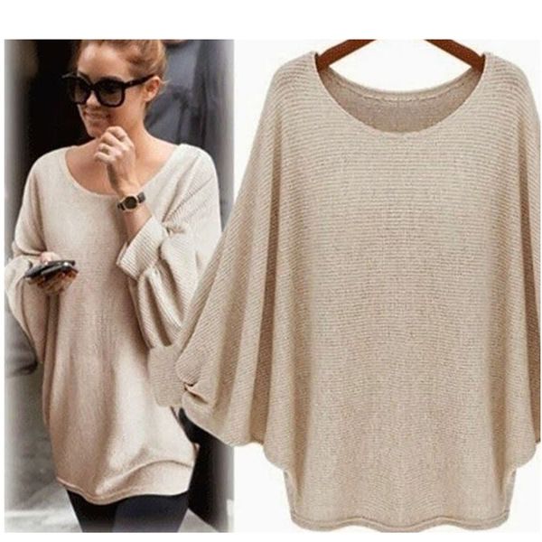 

kenancy 2019 new women casual sweater knitted batwing pullovers ladies loose autumn outwear fashion women's jumper pull femme, White;black