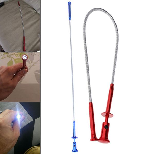 

magnet 4 claw flexible pick up tool led light magnetic long spring grip home toilet gadget sewer cleaning pickup tools