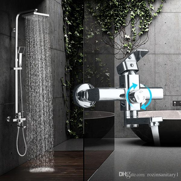 

modern chrome rainfall shower faucet single handle bathtub mixer tap wall mounted