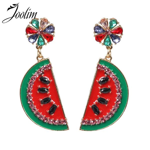 

joolim enamel watermelon drop earring big earring fashion jewelry wholesale, Silver