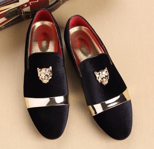 

flats designer brand tiger luxury and loafers handmade party shoe velvet shoes with and wedding buckle gold men dress men men's tibwc, Black