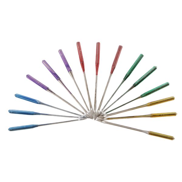 

sewing machine needles round shank 75/11 80/12 90/14 100/16 110/18 set of 15, Black