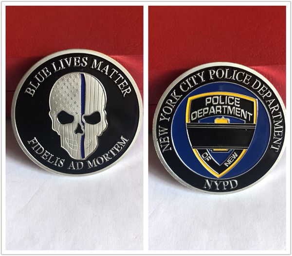 

NYPD Bule Live Matter Fidelis AD Mortem New York POLICE OEPARTMENT Challenge coin Metal crafts Commemorative coin Art gifts