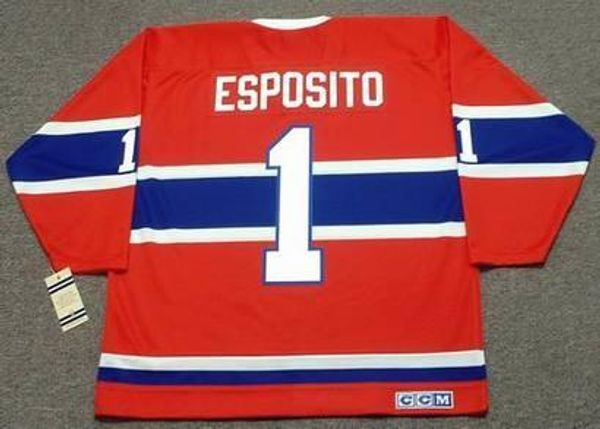 

custom men youth women vintage #1 tony esposito montreal canadiens 1968 ccm hockey jersey size s-5xl or custom any name or number, Black